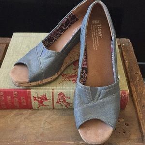 Toms Blue Wedge Heels